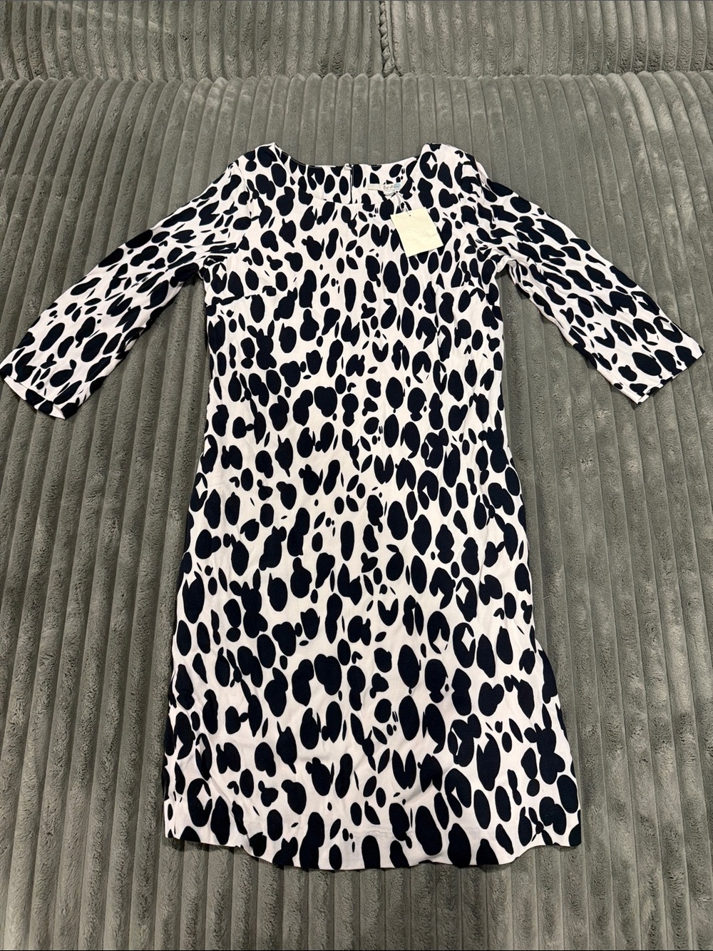 Boden Navy and White Spot Shift Mini Dress